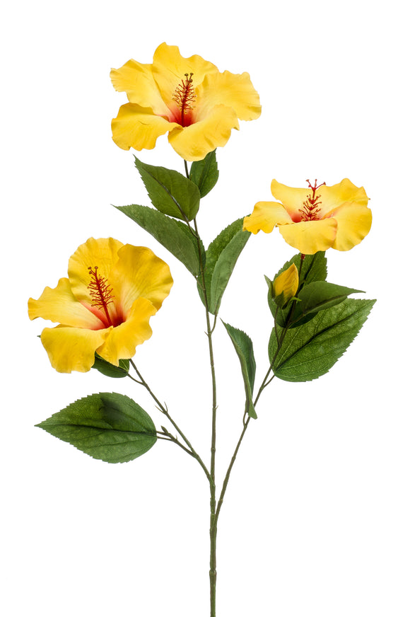 Hibisco artificial - 1 rama - amarillo
