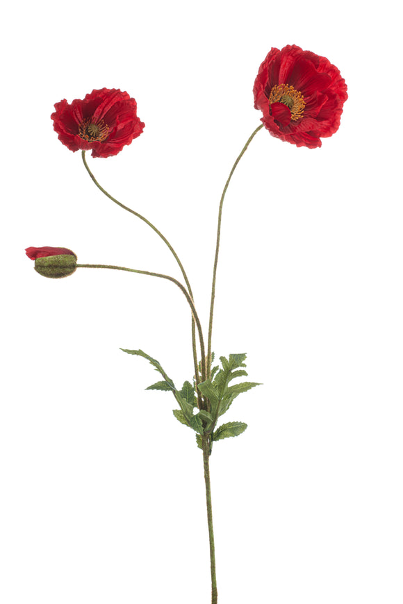 Amapolas artificiales - 1 tallo - rojas