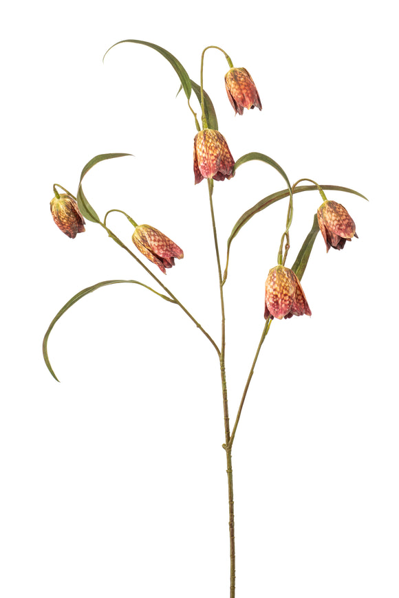 Lirio artificial a cuadros - 1 tallo - verde/rosa